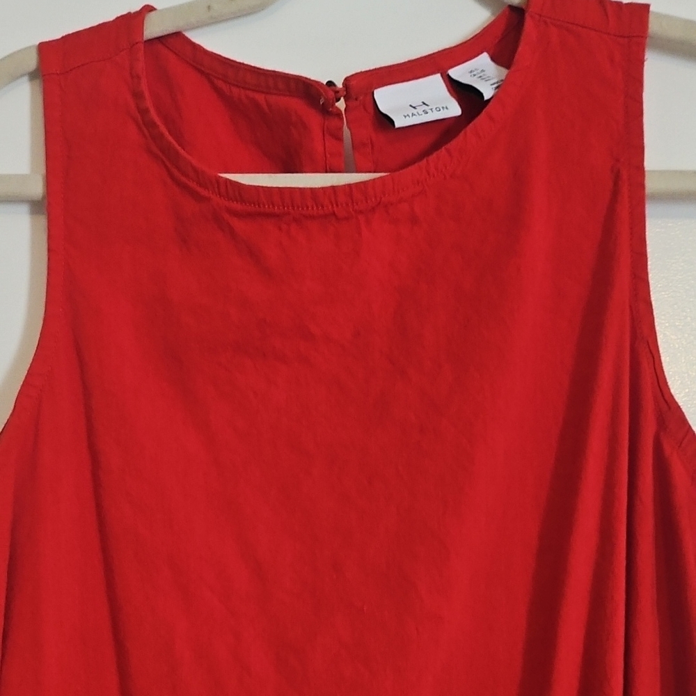 Halston Heritage Red Sleeveless Midi Dress